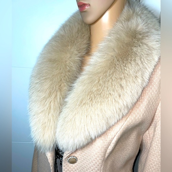 Cache Jackets & Blazers - Cache Womens Wool blend Blazer Genuine Fox Fur Detachable Collar Size 12